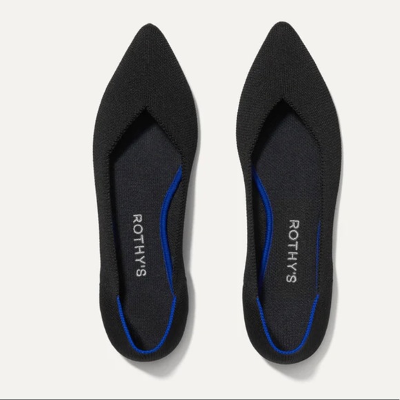 Rothy's Black Honeycomb Point Toe Flat Women's Size 10 - Picture 1 of 7